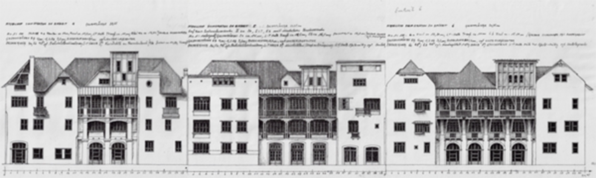 Ansicht Fassadenzeile der Straßenseite Modellhof