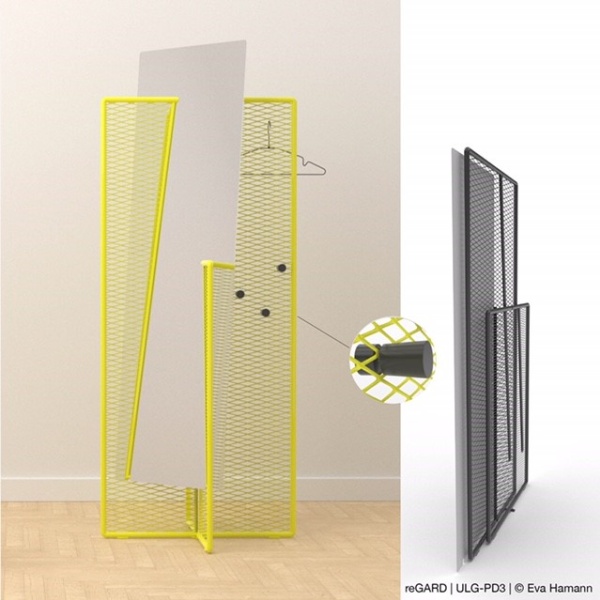 „ReGard", Stummer Diener/Garderobe, Steckkonstruktion, Metall & Spiegelblech