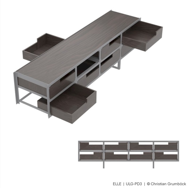 „Elle“ Sideboard, L-Profil-Rahmen/Führung - beidseitige Nutzung