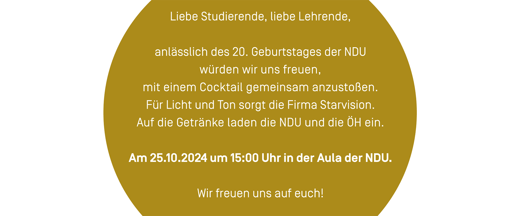 Einladung zu 20 Jahre NDU Feier