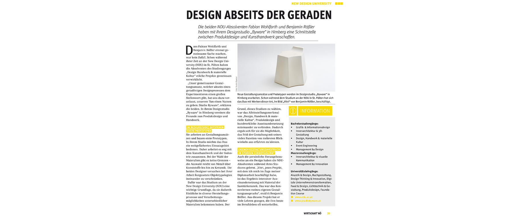 Artikel: DESIGN ABSEITS DER GERADEN
