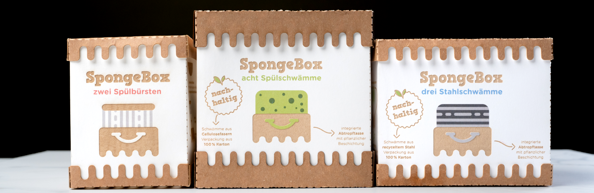 Drei verschiedene "SpongeBoxen"