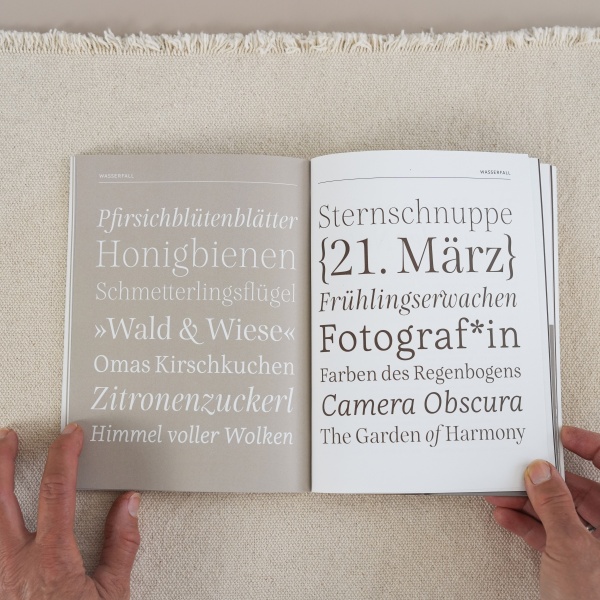 Buch aufgeschlagen bei dem Kapitel "Wasserfall"