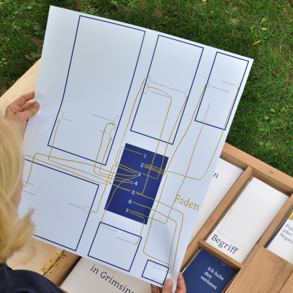Bachelorarbeit Holzbox mit diversen Grafiken, Heften, Papieren