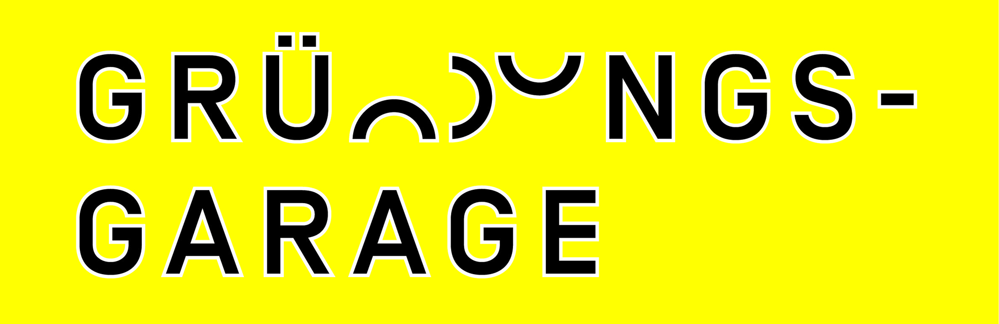 Wort "Gründungsgarage" auf gelbem Hintergrund